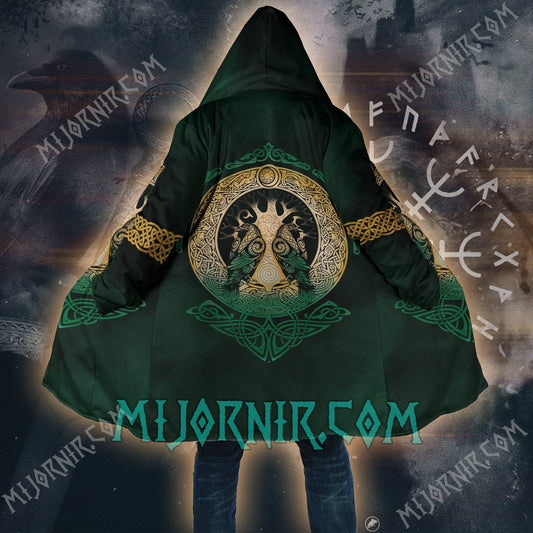 Yggdrasil & Ravens - Viking Hooded Cloak