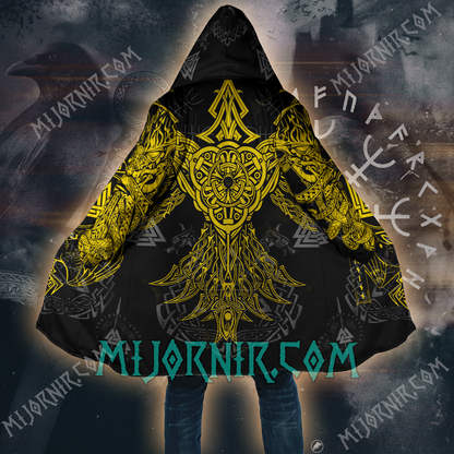 Odin's Raven Guardian - Viking Hooded Cloak