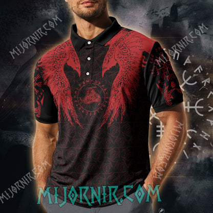 Red Huginn And Muninn - Viking Polo Shirt