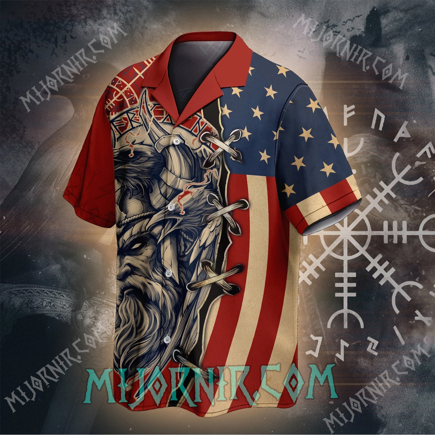 Odin's Gaze Patriotic Viking – Hawaii Shirt