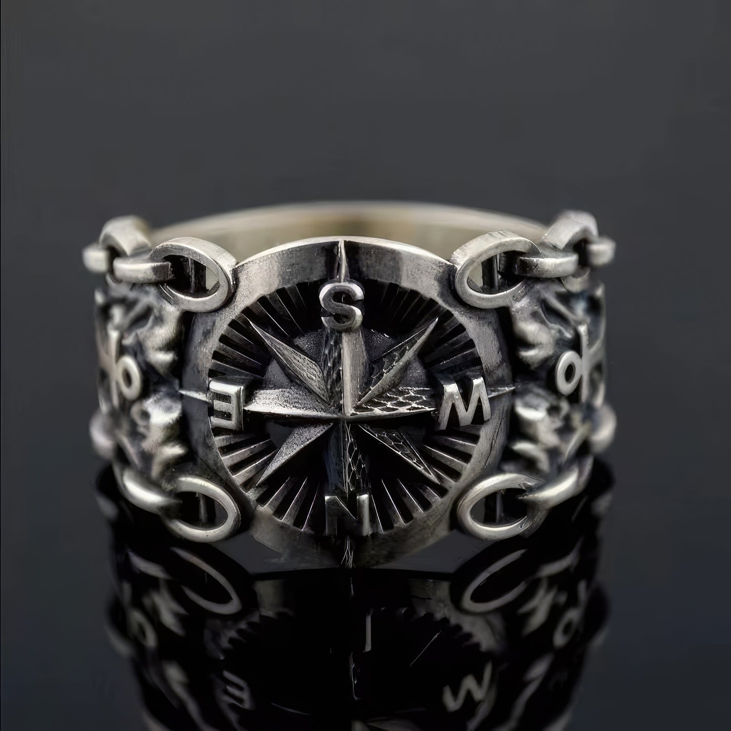 Vintage Viking Compass Ring