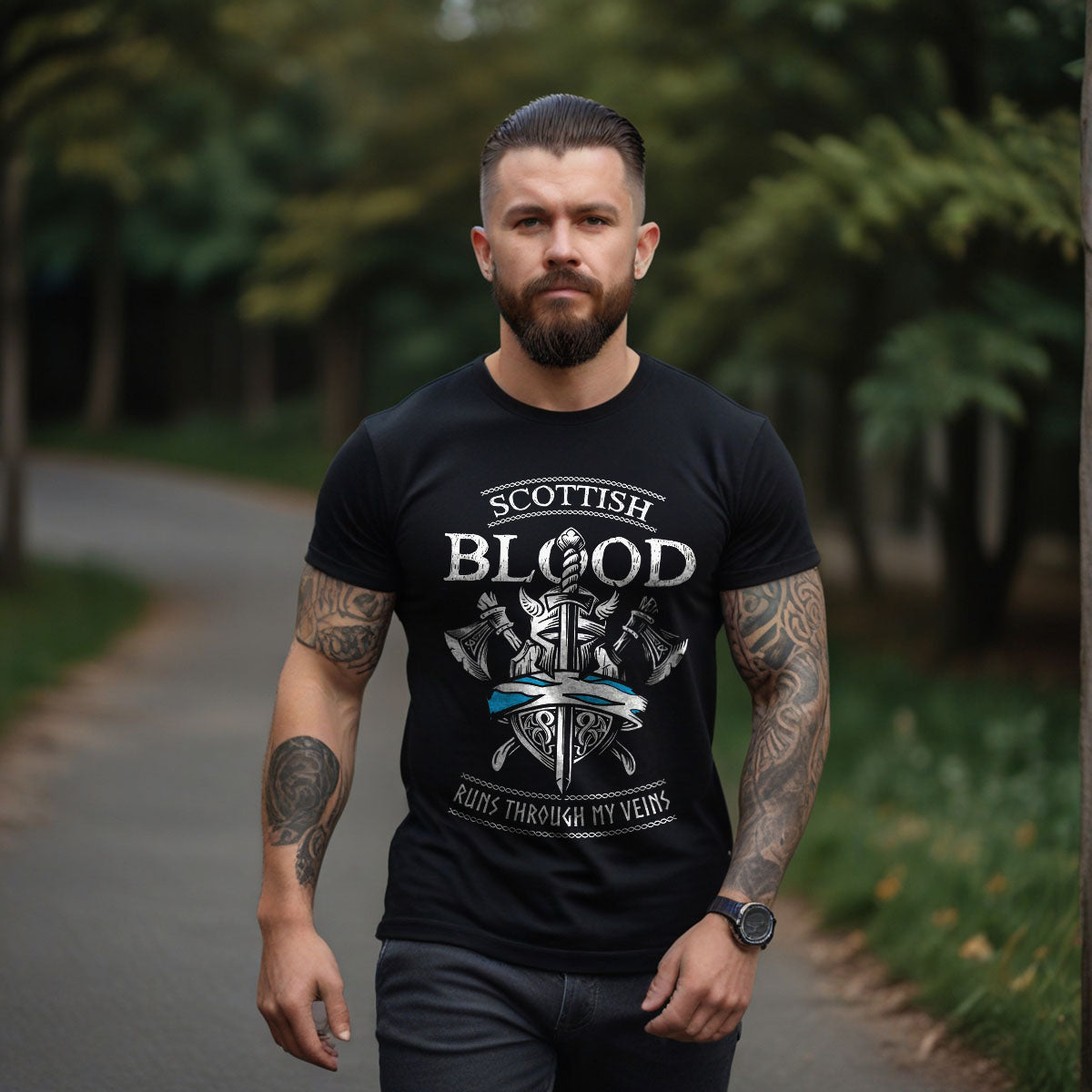 Scottish Blood Runs Viking T Shirt