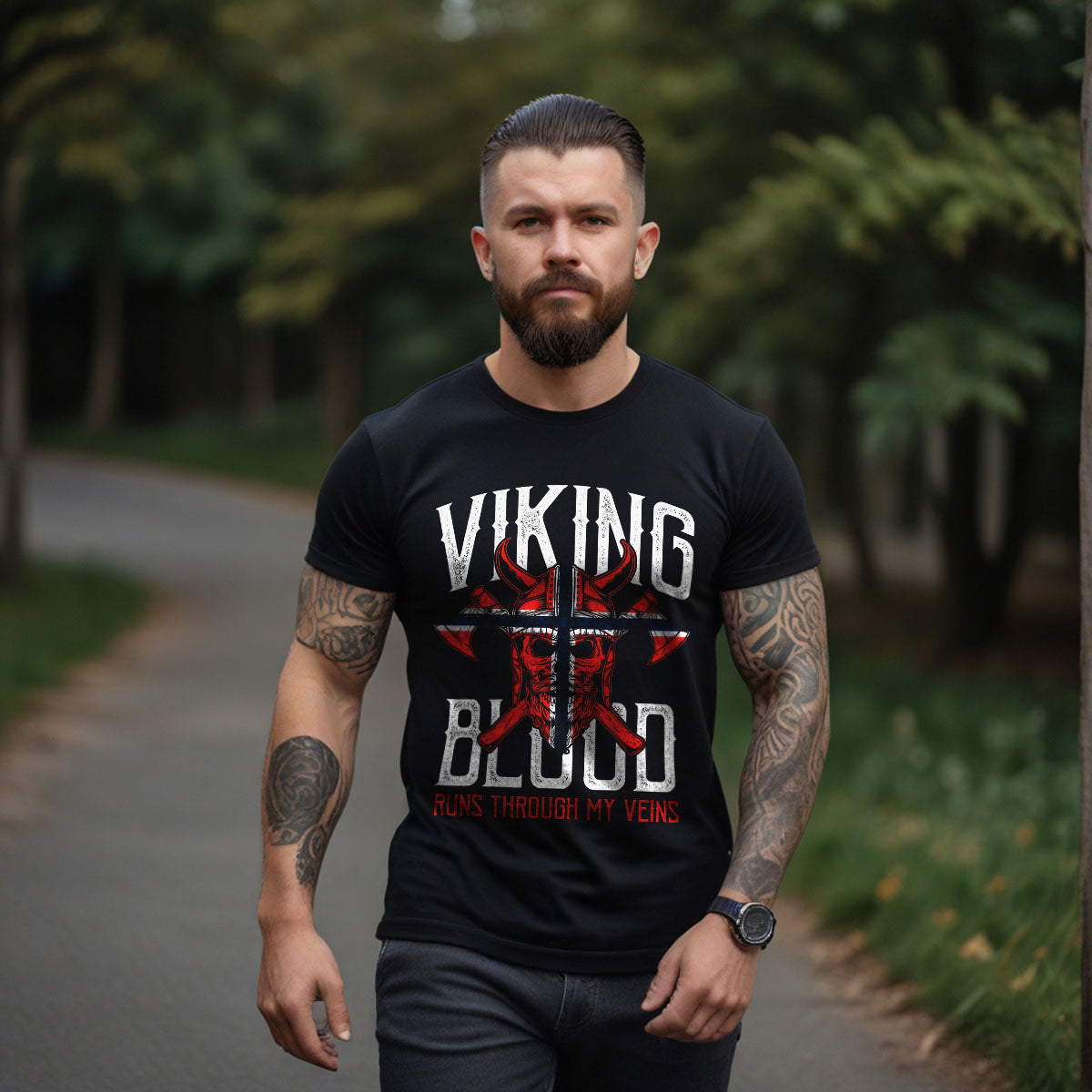 Viking Blood Skull   Viking T Shirt