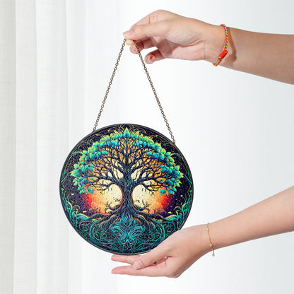 Celestial Yggdrasil - Viking Stained Glass Hanging Ornament