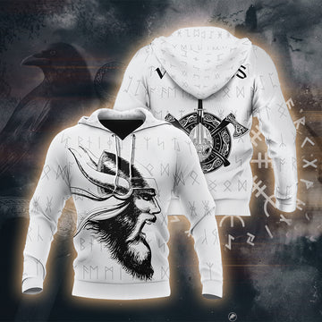 Viking Warrior Sketch 3D Printed T-shirt - Long Sleeves - Hoodie - Zip Hoodie