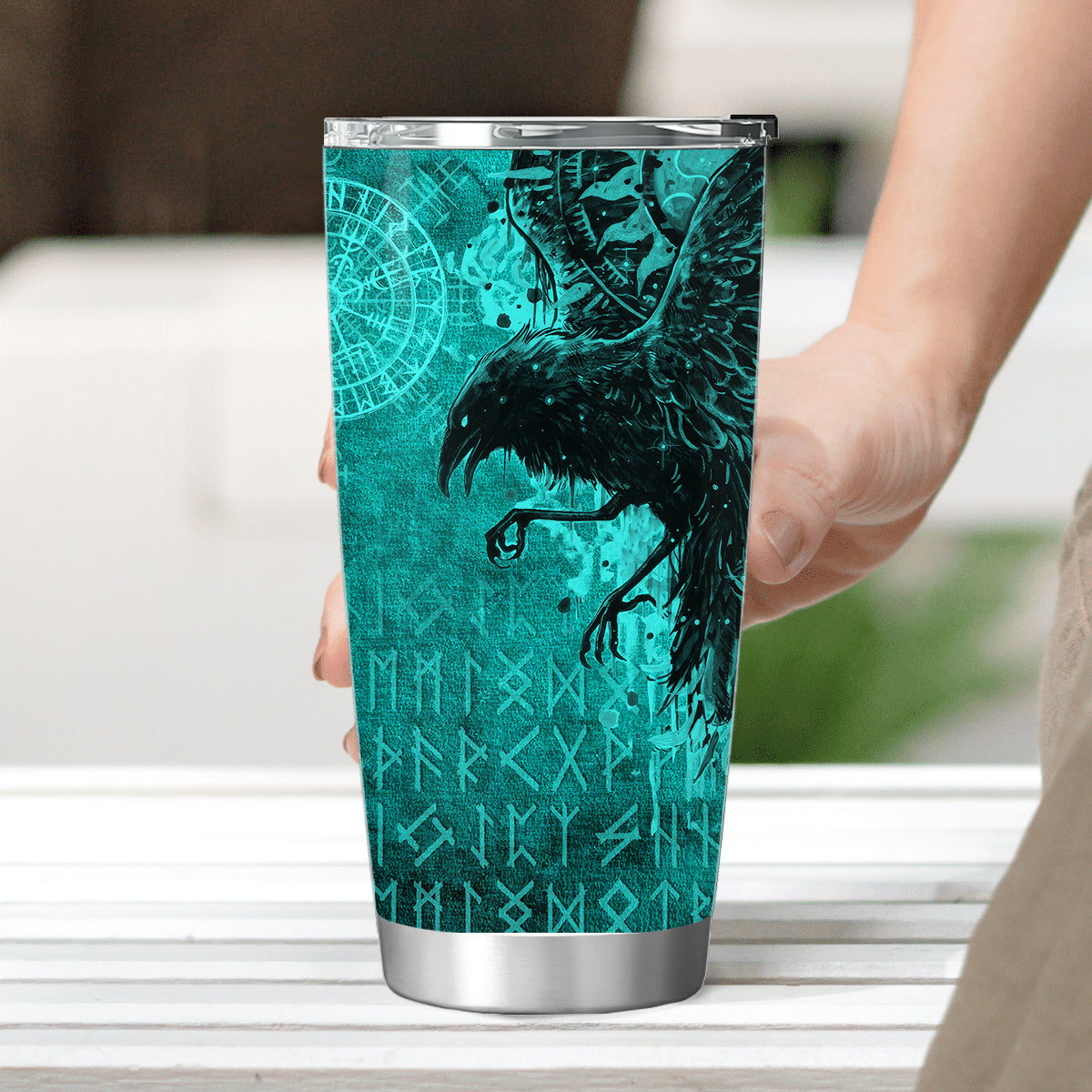 Viking Rune Raven - Viking Tumbler