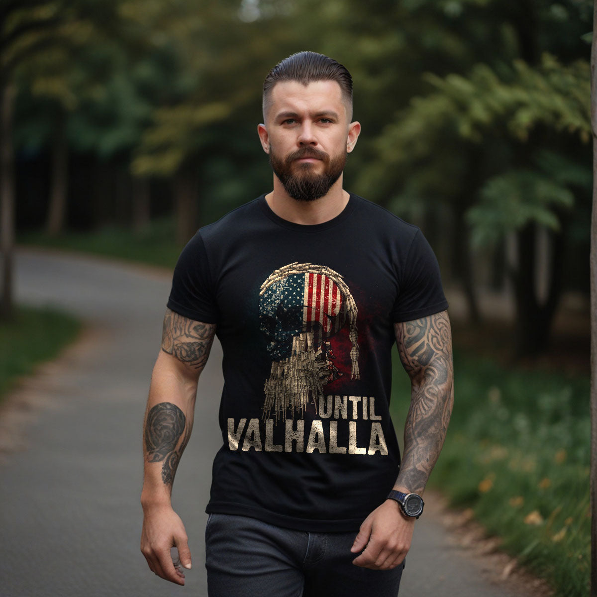 Until Valhalla Viking  T Shirt