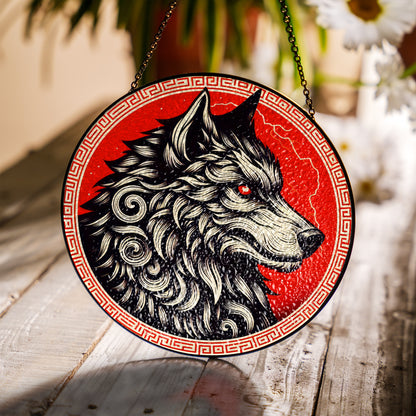 Fenrir's Fury - Viking Stained Glass Hanging Ornament