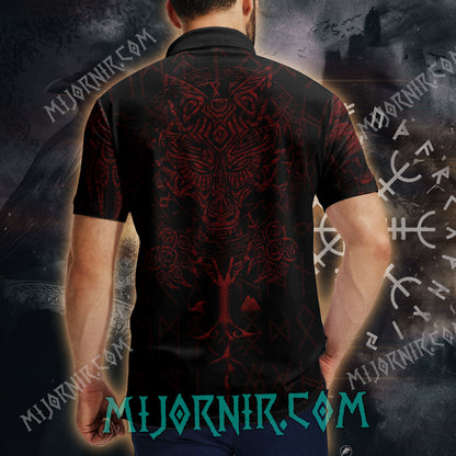 Norse Raven Viking Polo Shirt - All-Over Print Nordic Design