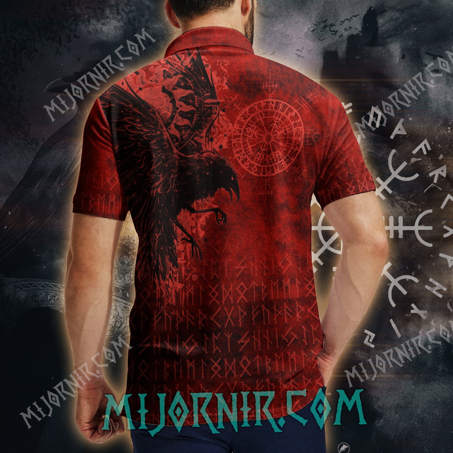 Odin's Raven Ancient Runes Polo shirt