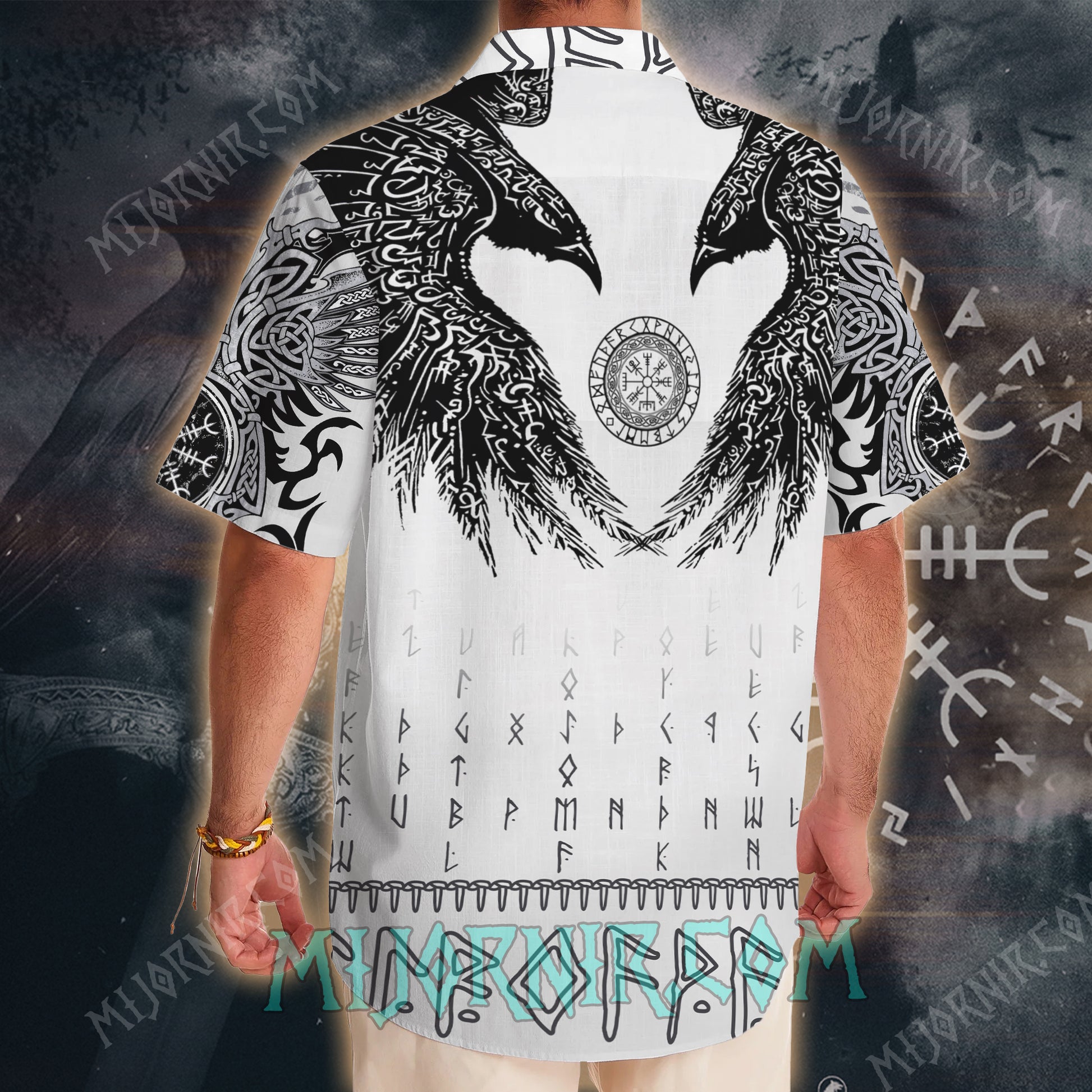 Viking Black Runic Raven Scandinavian – Hawaii Shirt