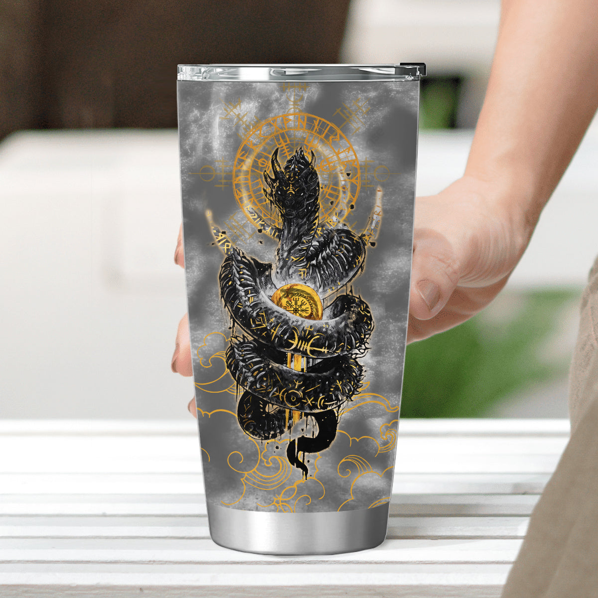 Golden Jormungandr - Viking Tumbler