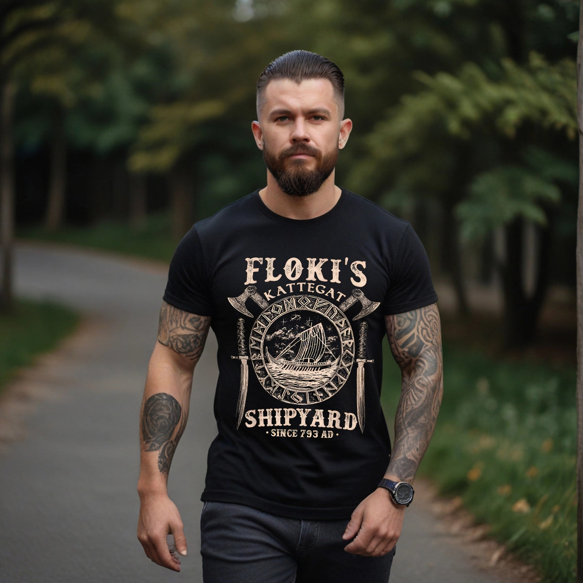 Flokis Shipyard Kattegat Viking Ship And Sword T Shirt Gift