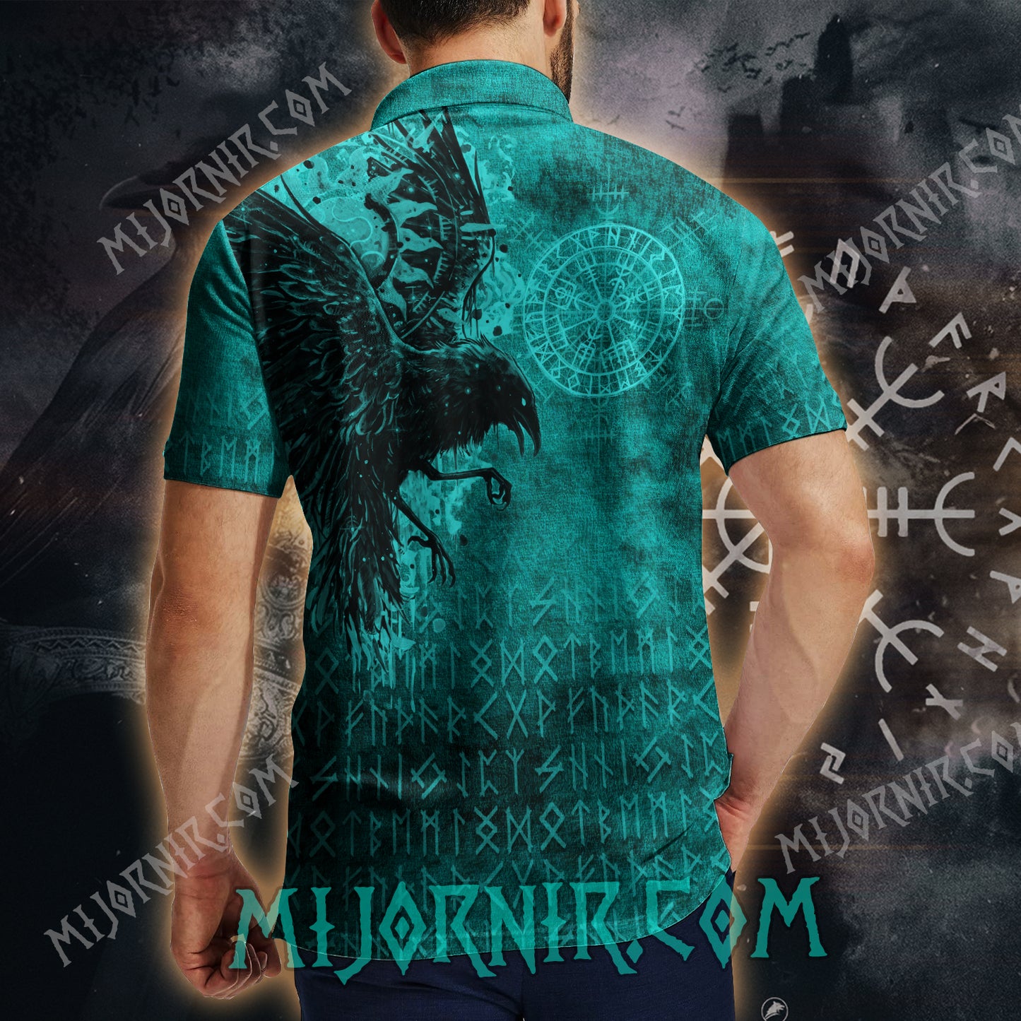 Odin's Raven Ancient Runes Polo shirt