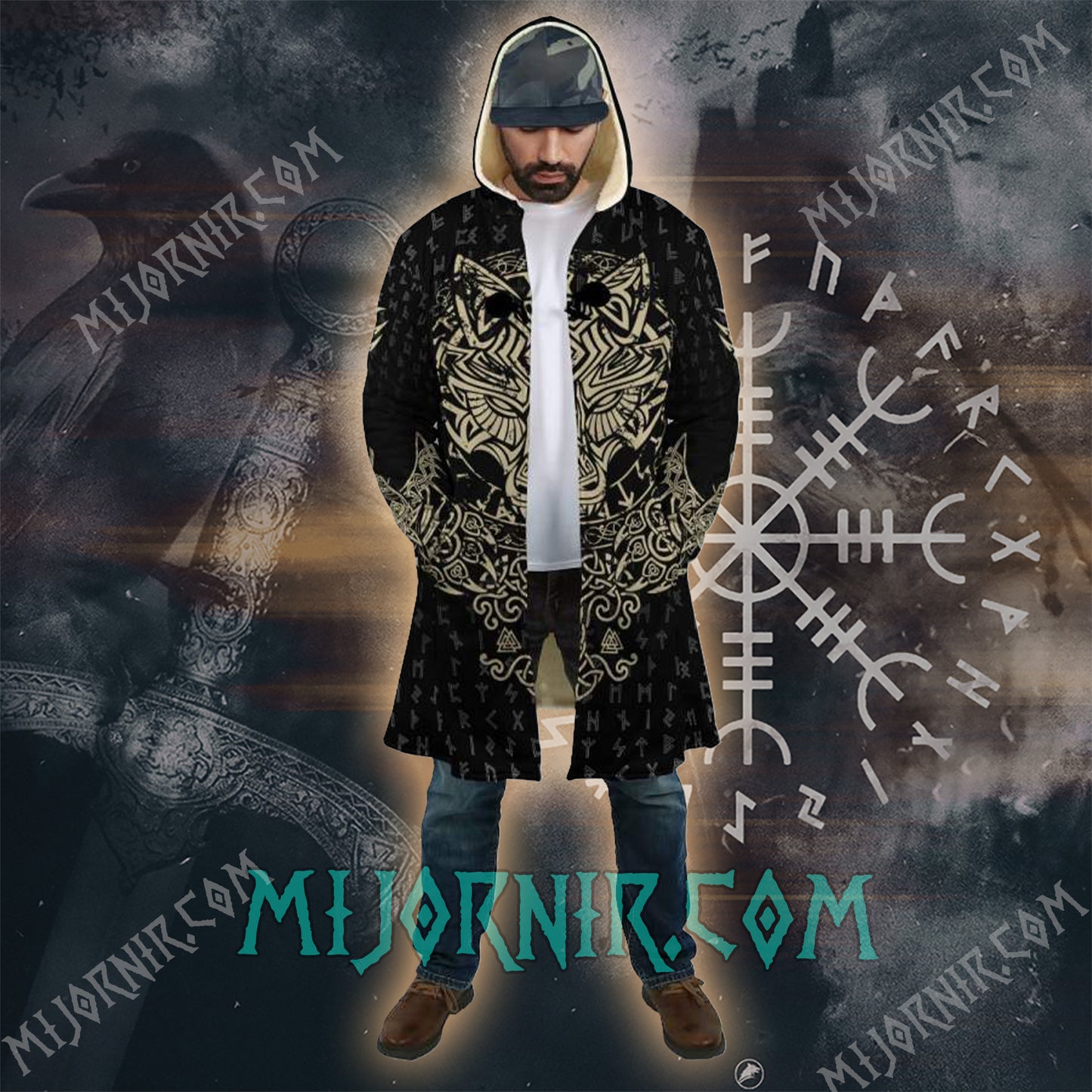 Lunar Wolf - Viking Hooded Cloak