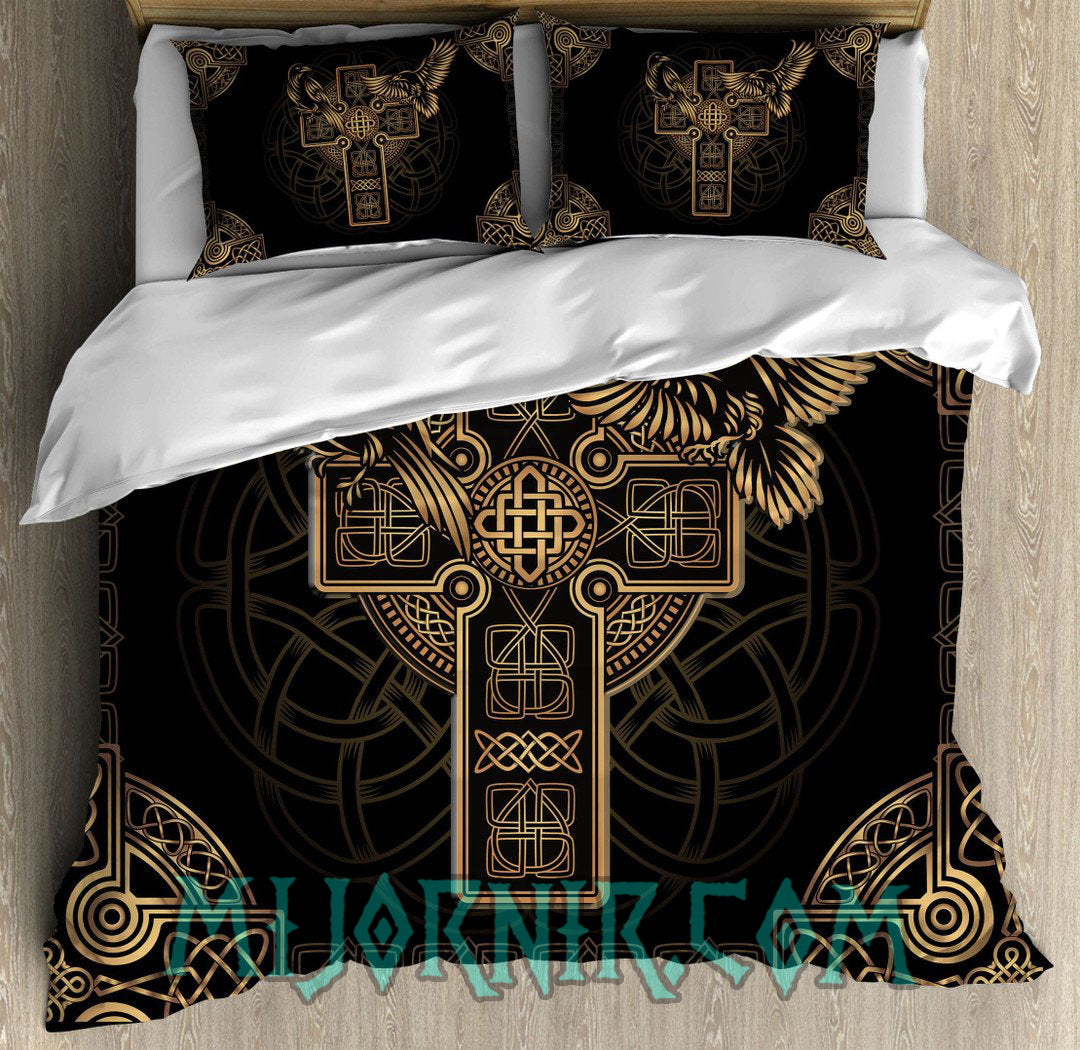 Celtic Cross & Ravens - Viking Duvet Cover