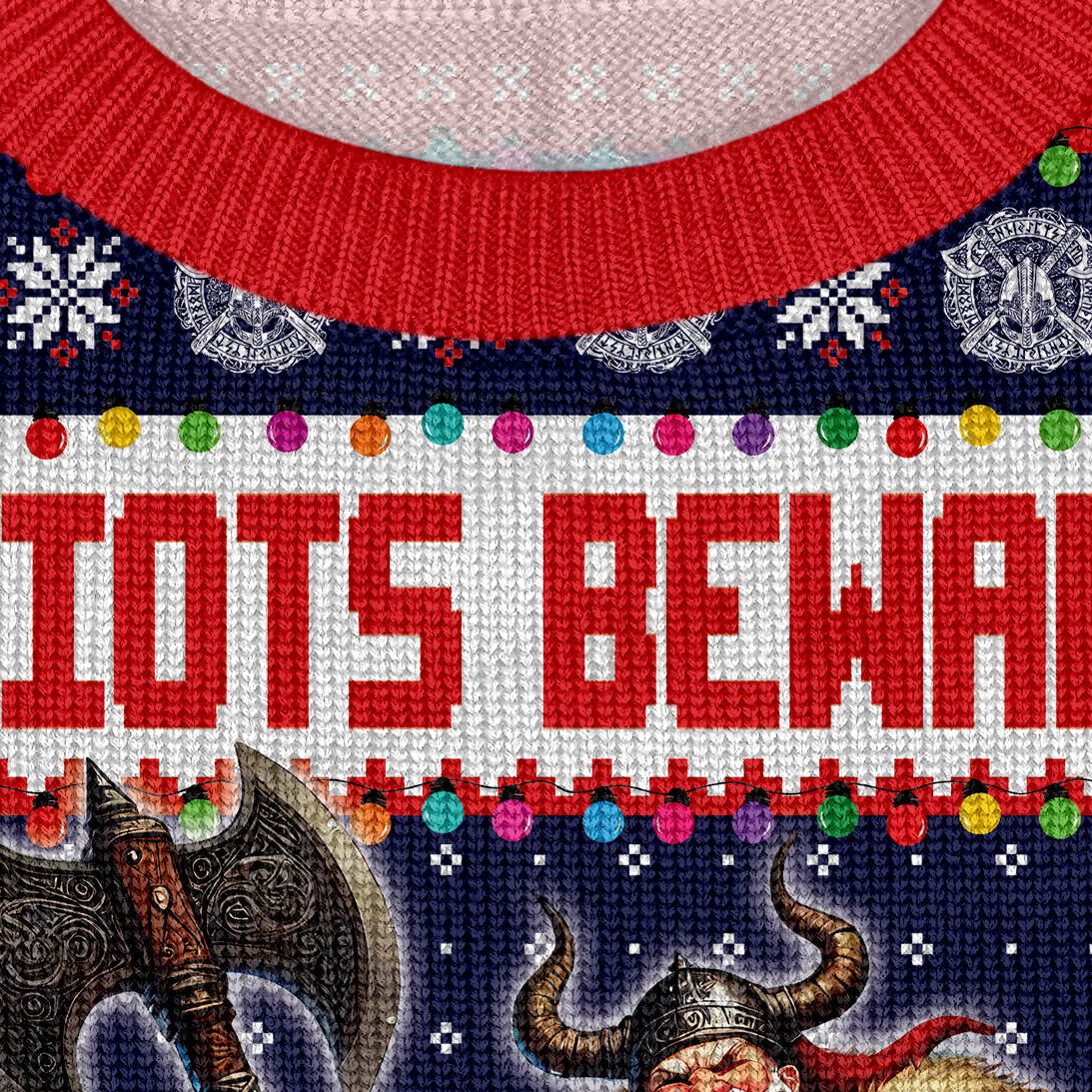 Idiot Beware - Viking Ugly Christmas Sweater