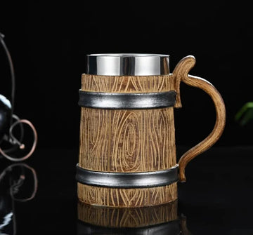 Viking Style Wood Grain Beer Mug