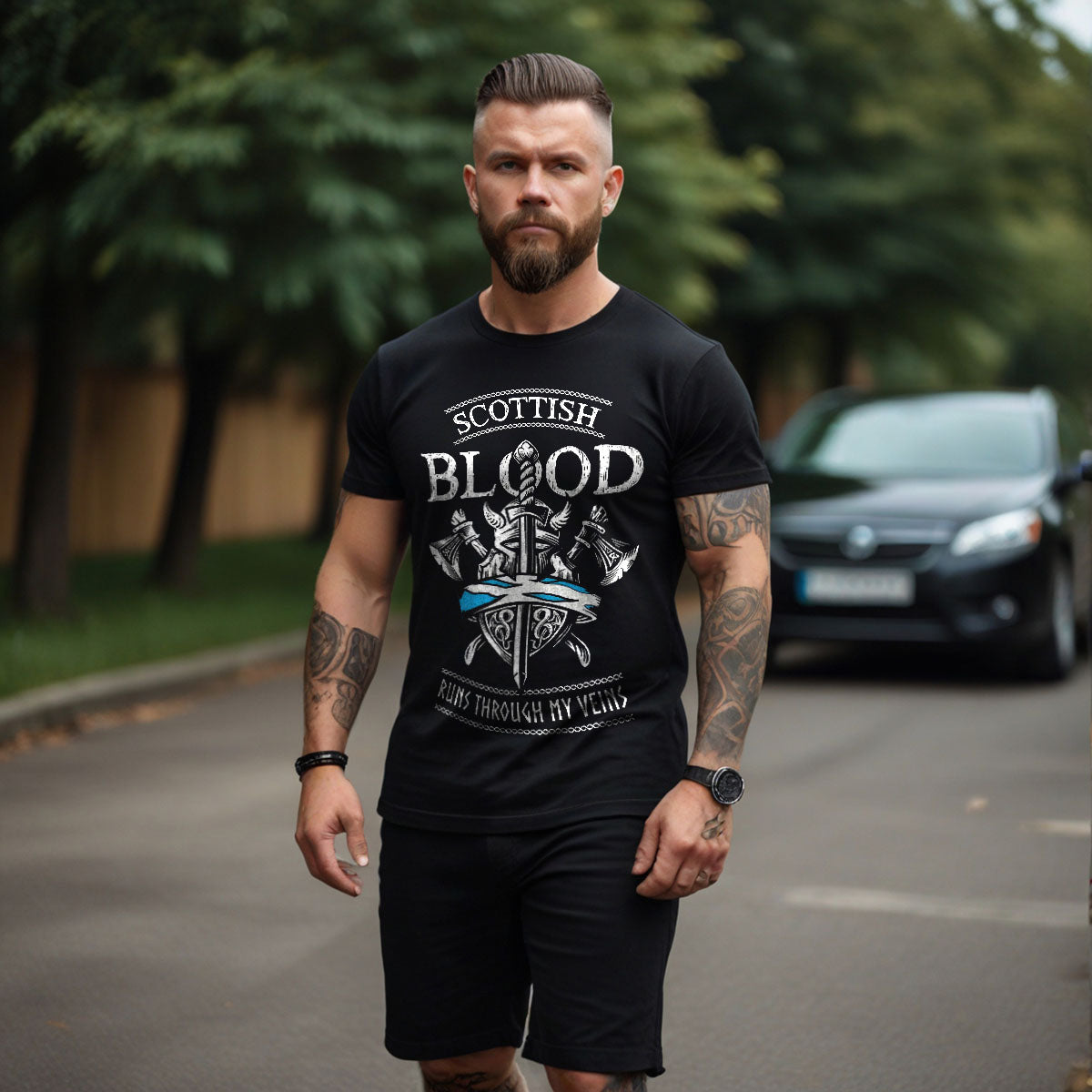 Scottish Blood Runs Viking T Shirt