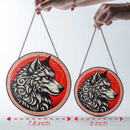 Fenrir's Fury - Viking Stained Glass Hanging Ornament