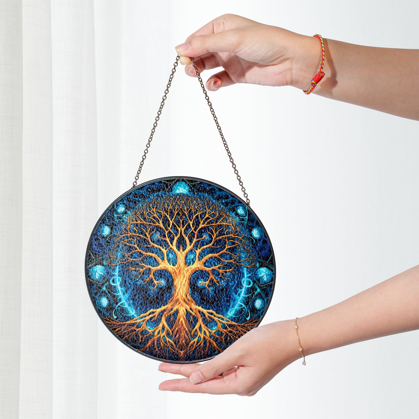 Cosmic Yggdrasil - Viking Stained Glass Hanging Ornament