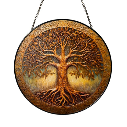 Yggdrasil Eternal - Viking Stained Glass Hanging Ornament