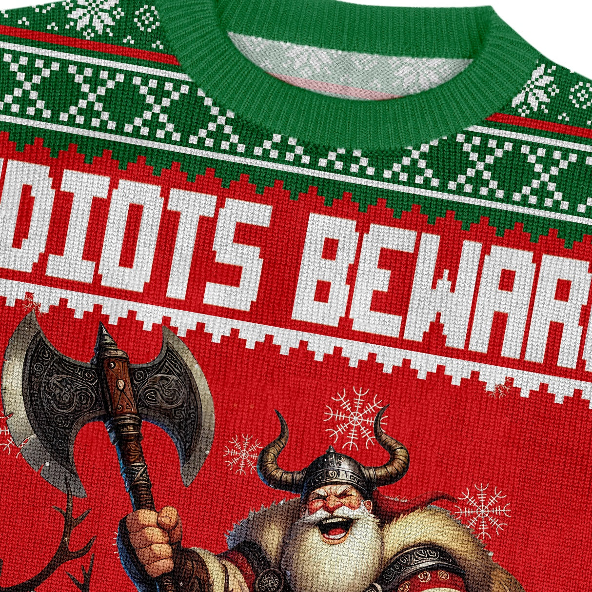 Idiots Beware - Viking Ugly Christmas Sweater