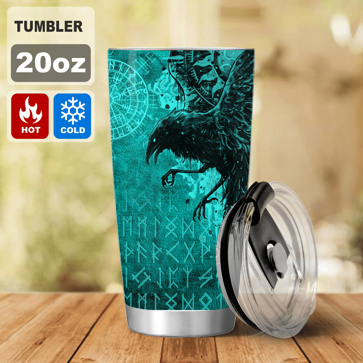 Viking Rune Raven - Viking Tumbler