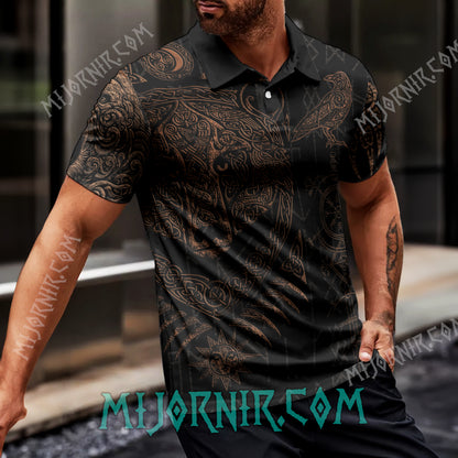 Norse Raven Viking Polo Shirt - All-Over Print Casual Wear