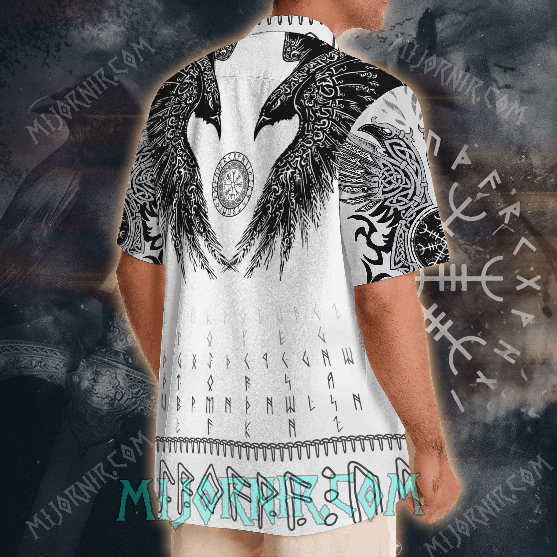 Viking Black Runic Raven Scandinavian – Hawaii Shirt