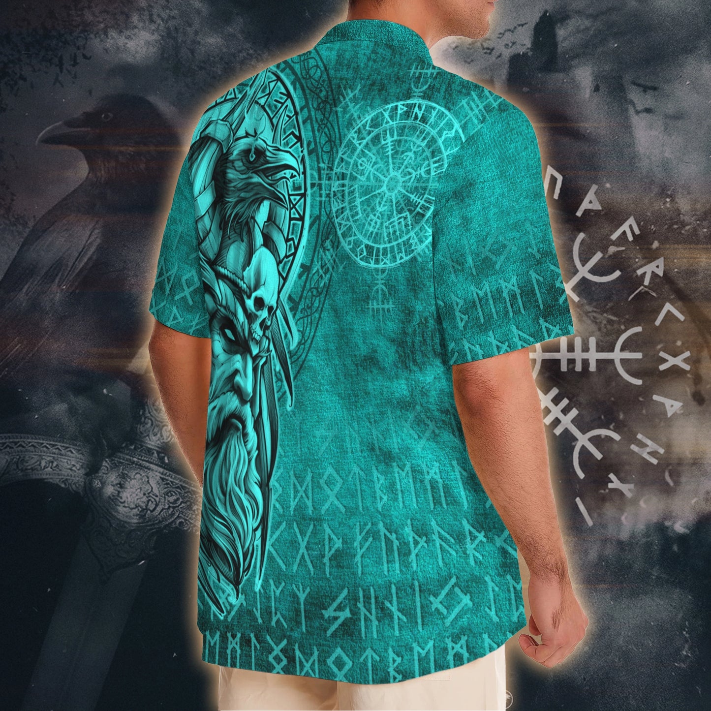 Odin's Gaze Hawaii Shirt - Viking Wisdom Edition