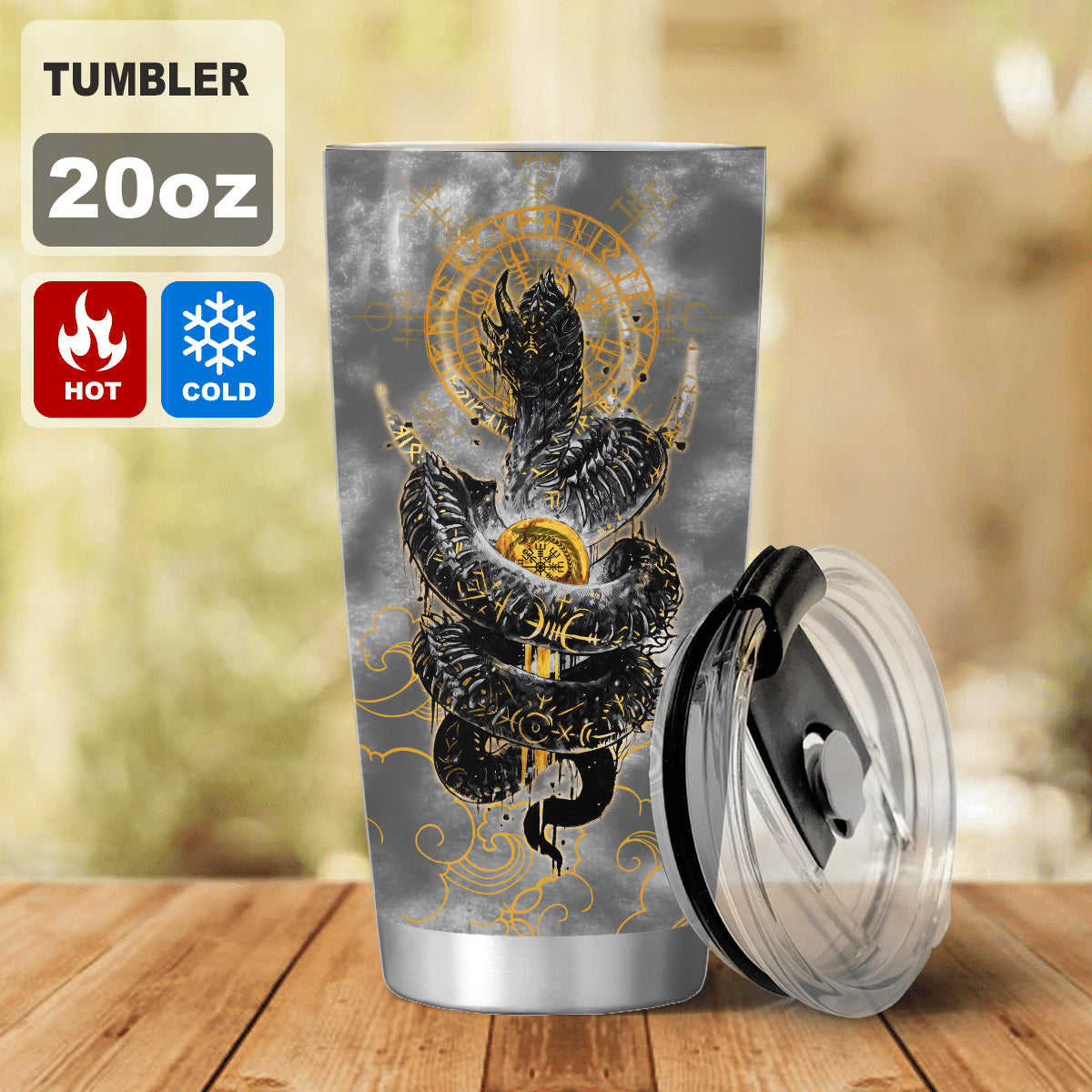 Golden Jormungandr - Viking Tumbler