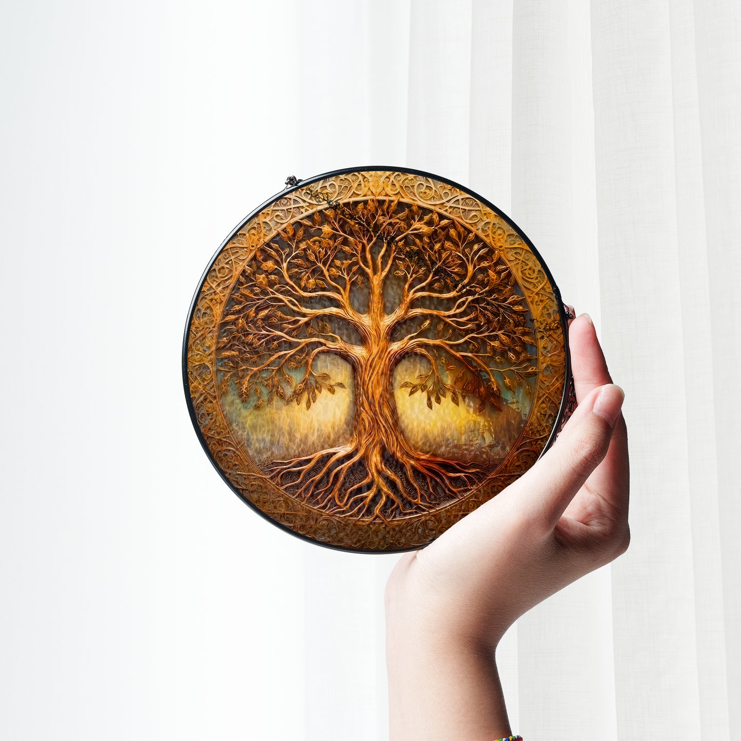 Yggdrasil Eternal - Viking Stained Glass Hanging Ornament