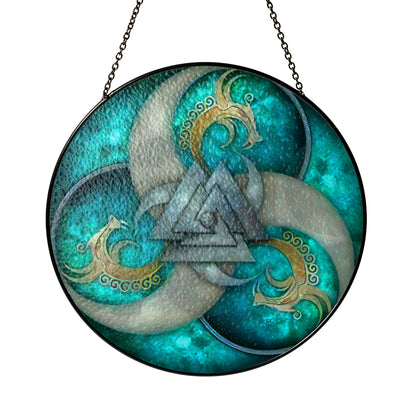 Valknut Triskelion - Viking Stained Glass Hanging Ornament