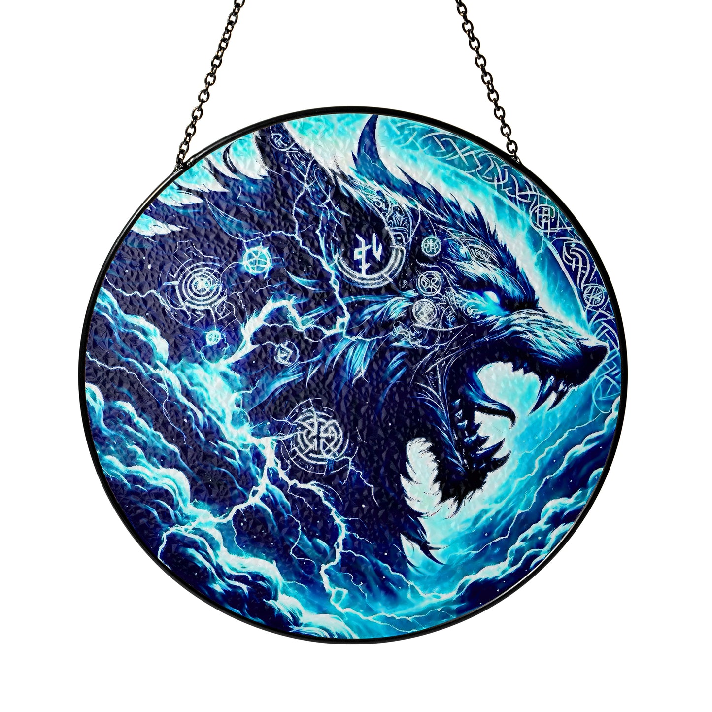 Storm Wolf Spirit - Viking Stained Glass Hanging Ornament