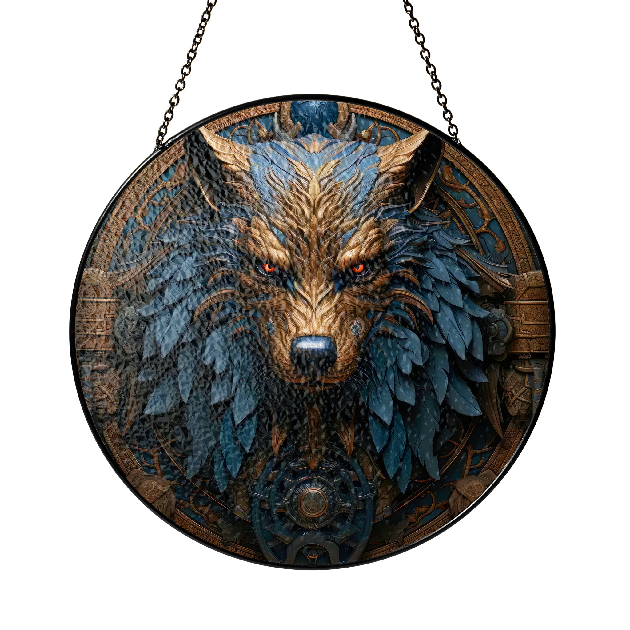 Fenrir’s Gaze - Viking Stained Glass Hanging Ornament