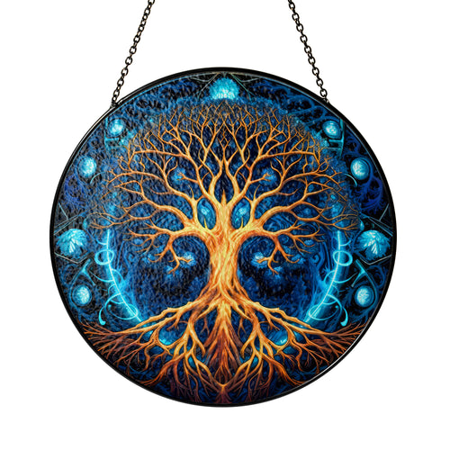 Cosmic Yggdrasil - Viking Stained Glass Hanging Ornament