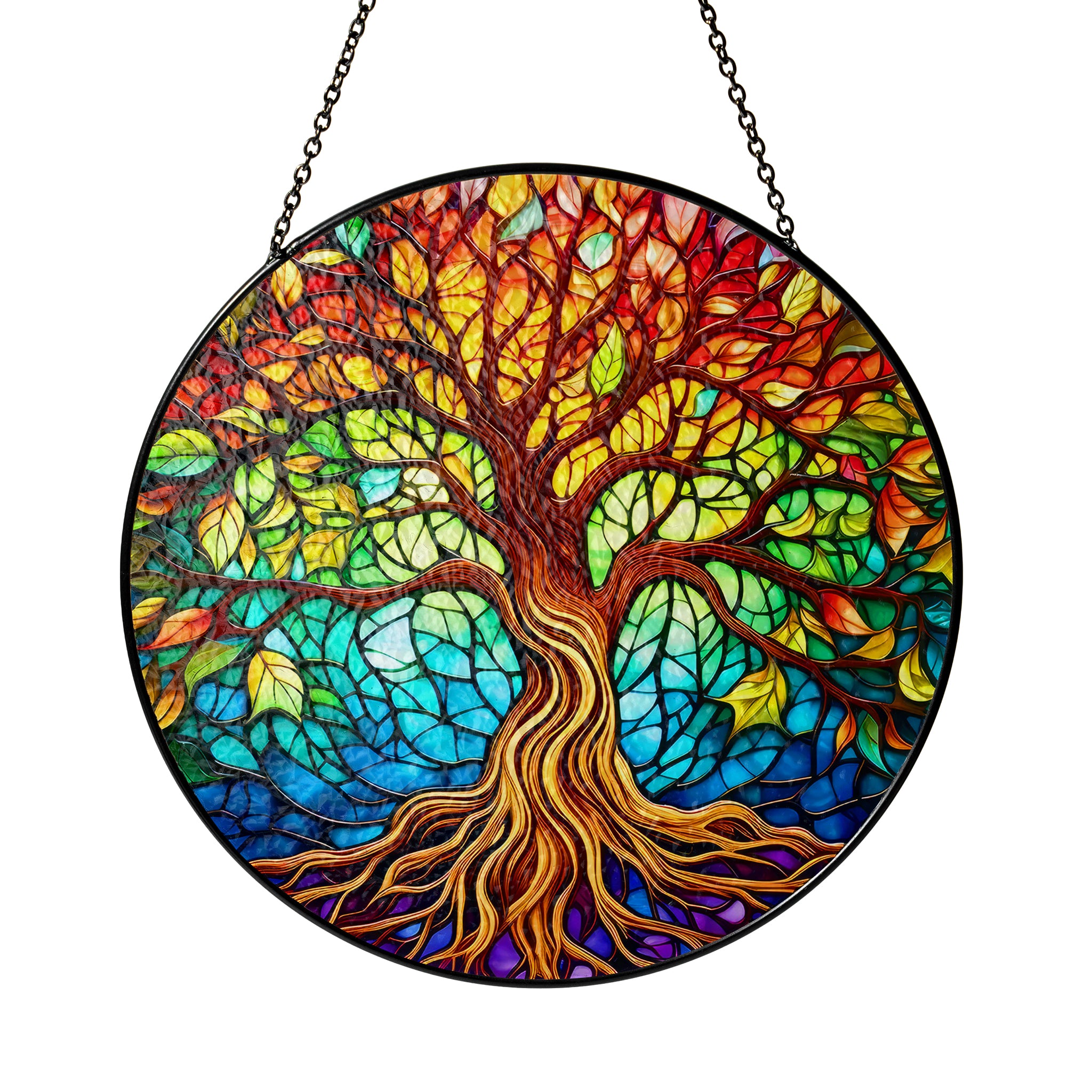 Yggdrasil Rainbow - Viking Stained Glass Hanging Ornament