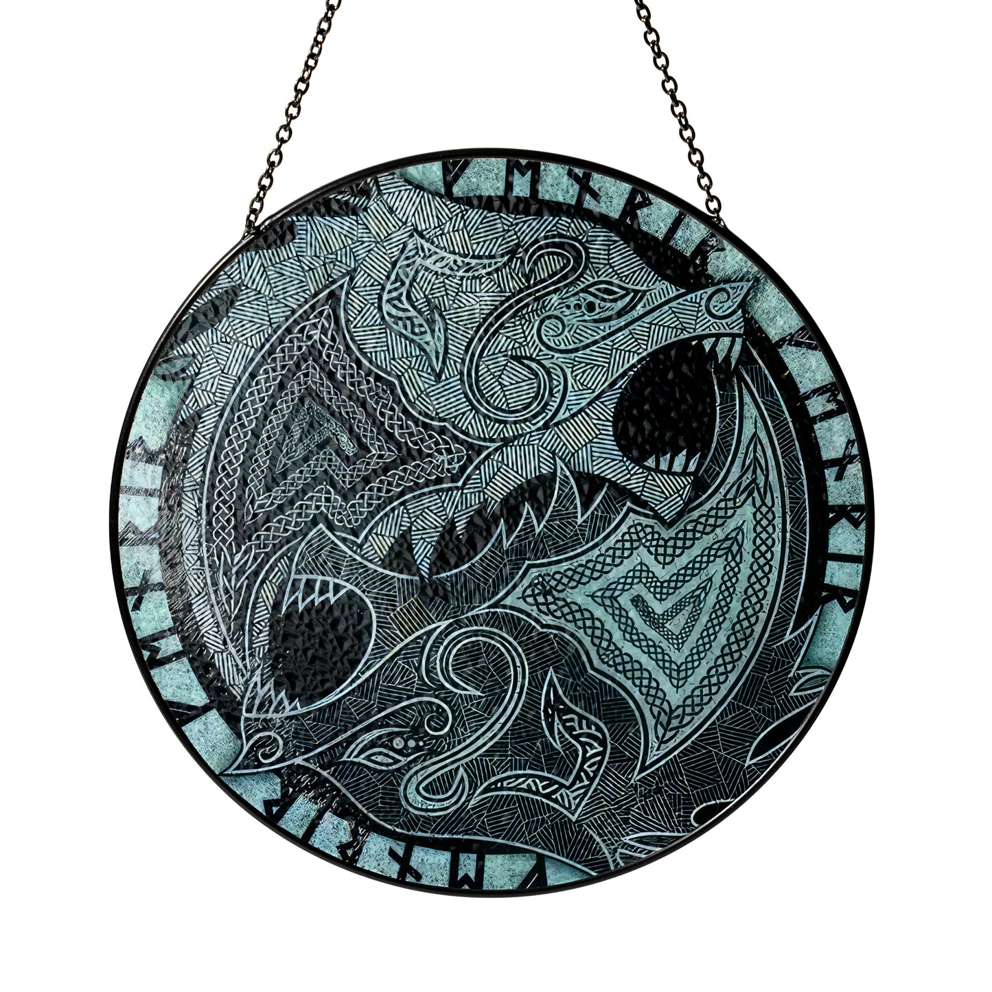 Fenrir’s Fury - Viking Stained Glass Hanging Ornament