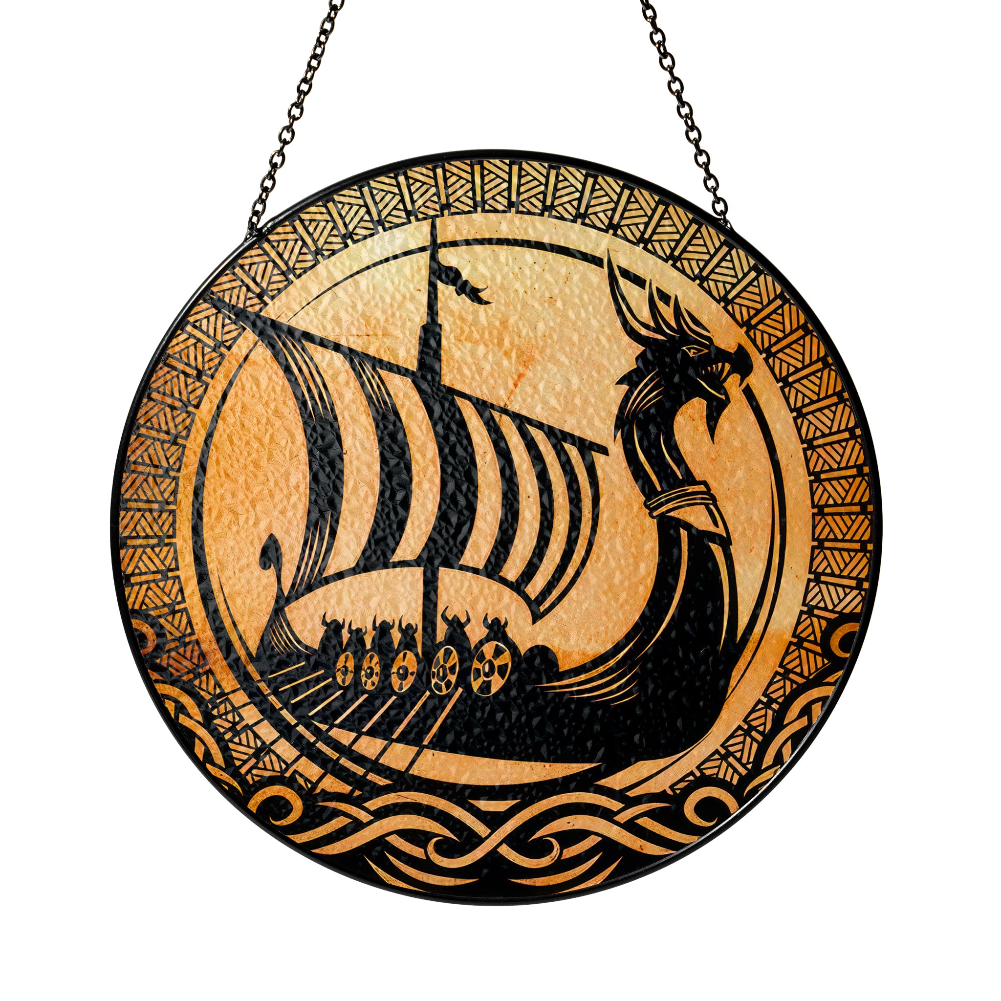 Drakkar Voyage - Viking Stained Glass Hanging Ornament