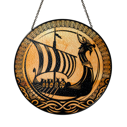 Drakkar Voyage - Viking Stained Glass Hanging Ornament