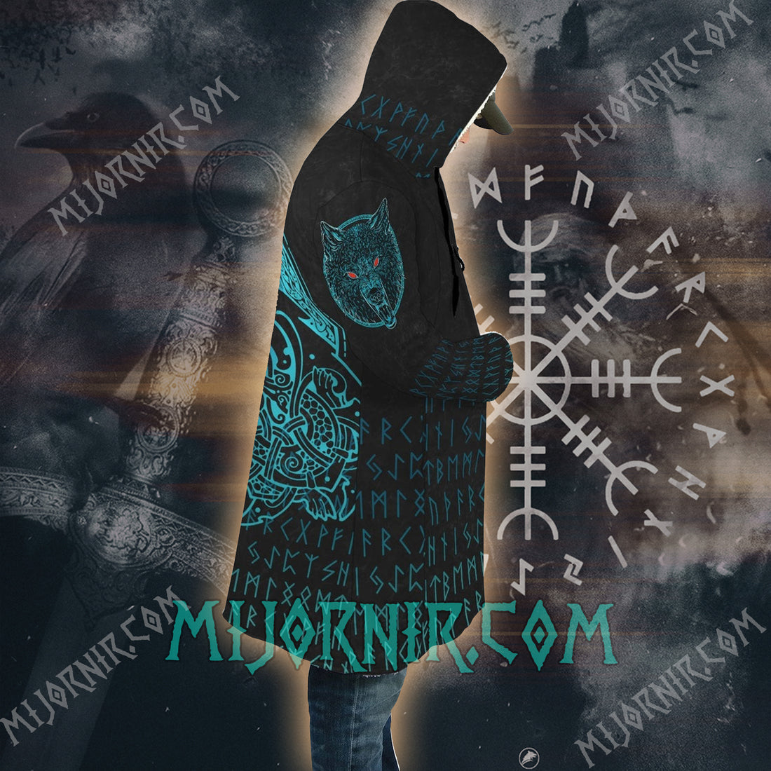 Runes of Fenrir - Viking Hooded Cloak