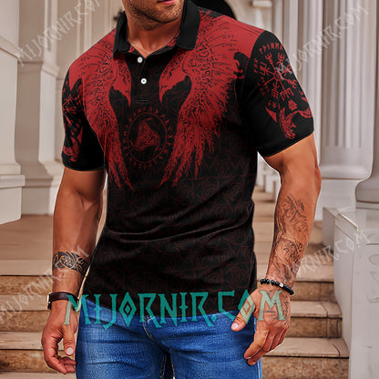 Red Huginn And Muninn - Viking Polo Shirt