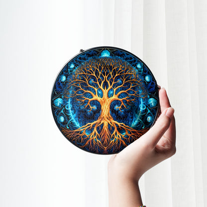 Cosmic Yggdrasil - Viking Stained Glass Hanging Ornament