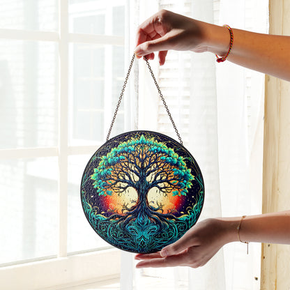 Celestial Yggdrasil - Viking Stained Glass Hanging Ornament