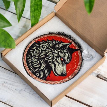 Fenrir's Fury - Viking Stained Glass Hanging Ornament