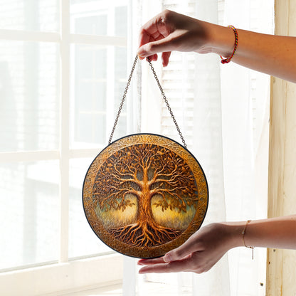 Yggdrasil Eternal - Viking Stained Glass Hanging Ornament