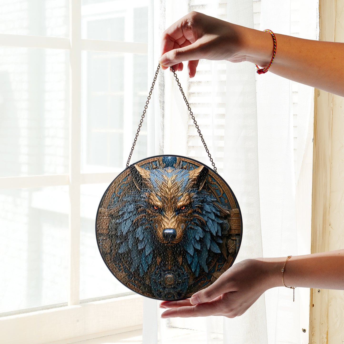 Fenrir’s Gaze - Viking Stained Glass Hanging Ornament