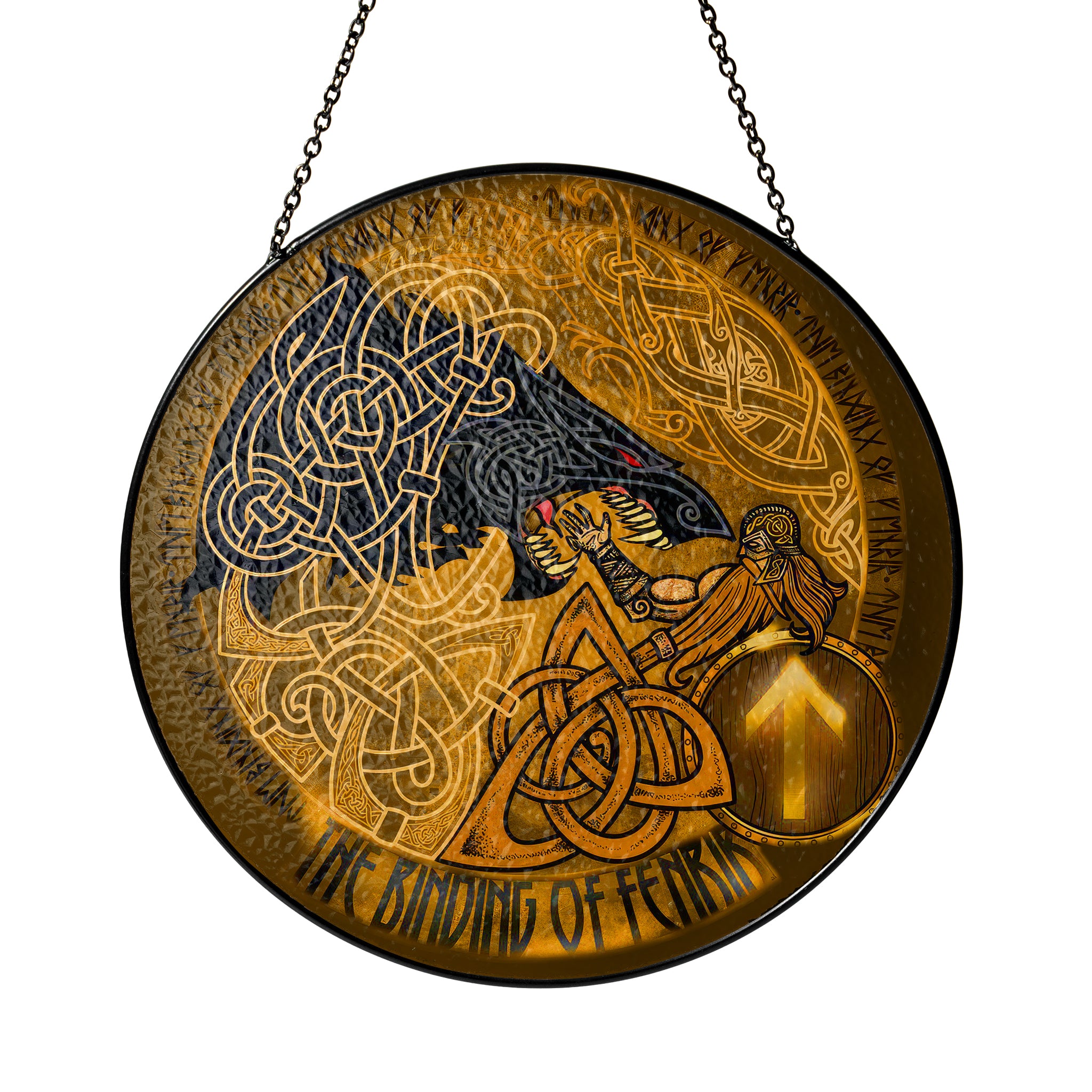 The Binding of Fenrir - Viking Stained Glass Hanging Ornament