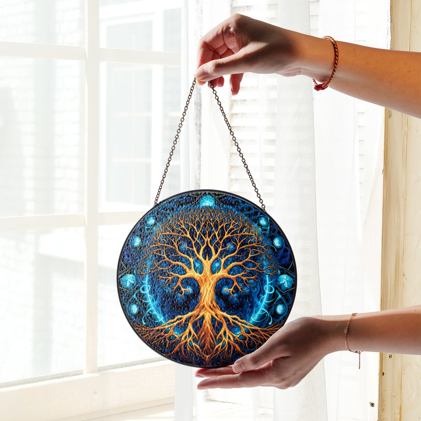 Cosmic Yggdrasil - Viking Stained Glass Hanging Ornament